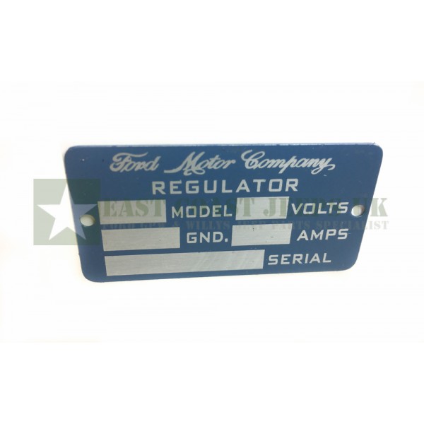 Ford Regulator Tag Plate -  ECJ-F-PLATE-004