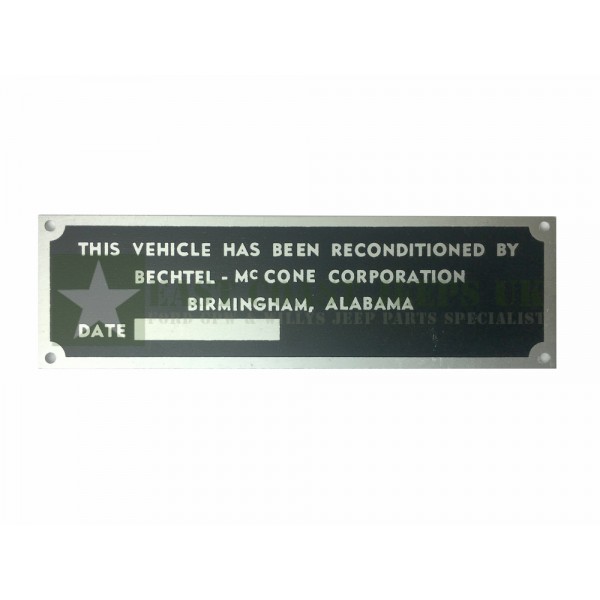 Vehicle Reconditioned Plate *Type B -  ECJ-F-PLATE-007