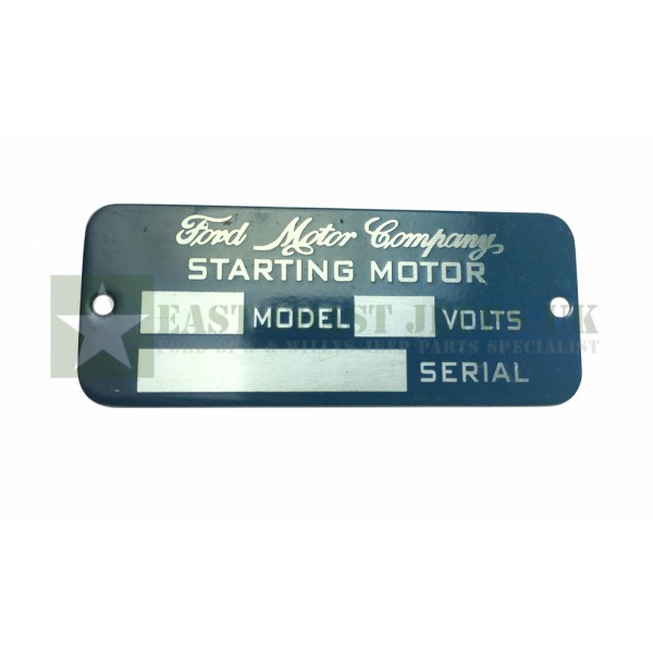 Ford Starting Motor Tag Plate -  ECJ-F-PLATE-003