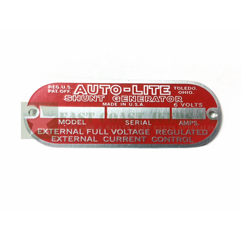 Autolite Shunt Generator Tag Plate -  ECJ-W-PLATE-002